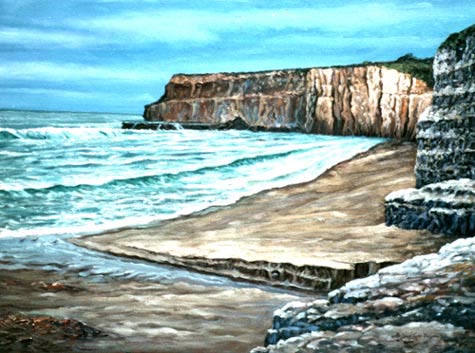 Oil painting of Cliffs at Davenport.