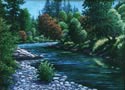 Oil painting of the Kalama River.
