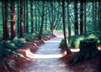 Oil painting of Fall Creek Trail.