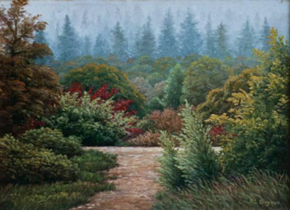 Oil painting of a country lane
