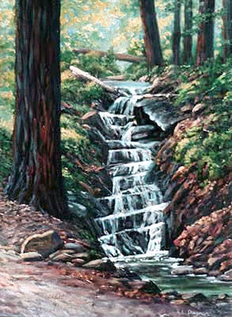 Oil painting of small stream.