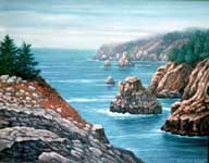 Oil painting of Big Sur.