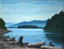 Oil painting of Columbia River.