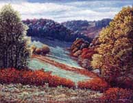 Oil painting of Tennessee hills.