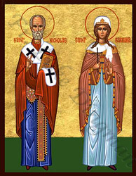 Icon of Saint Nicholas the wonderworker and Saint Barbara