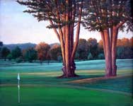 Oil painting of Monterey golf course.